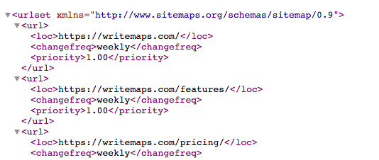 Example sitemap.xml file for search engine crawlers