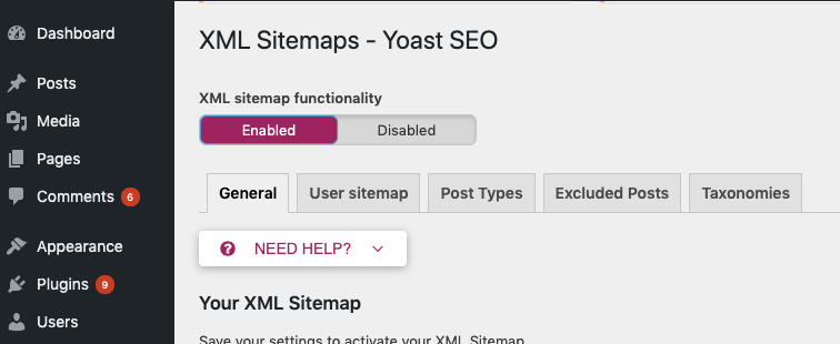 enable yoast in wp