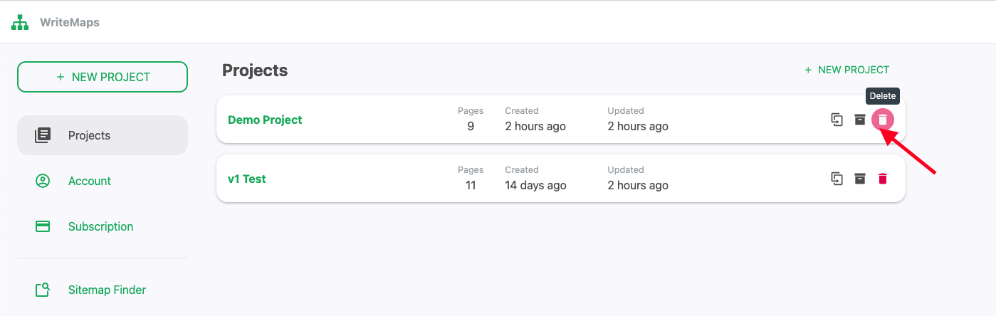 Delete & Archive Sitemaps - WriteMaps